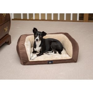 Serta Quilted Orthopedic Bolster Dog Bed with Removable Cover, Mocha, Petite