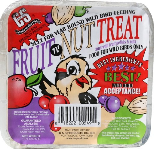 C&S Fruit n' Nut Treat Suet Wild Bird Food, case of 12