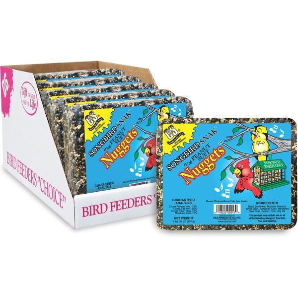 C&S Songbird Snak Peanut Suet Nuggets Wild Bird Food, case of 6