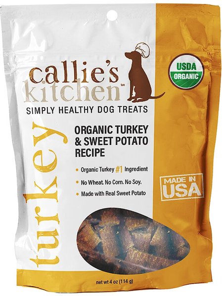 Callie's Kitchen Organic Turkey & Sweet Potato Recipe Dog Treats, 4-oz bag slide 1 of 3