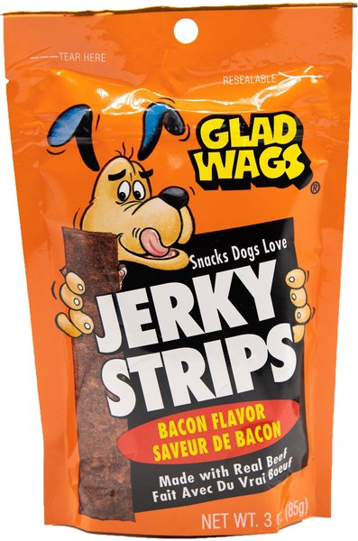 Glad Wags Jerky Strips Bacon Flavor Dog Treats, 3-oz bag slide 1 of 2
