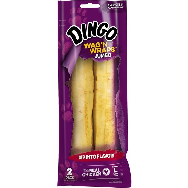 Dingo Wag' N Wraps Jumbo Dog Treats, 2 count