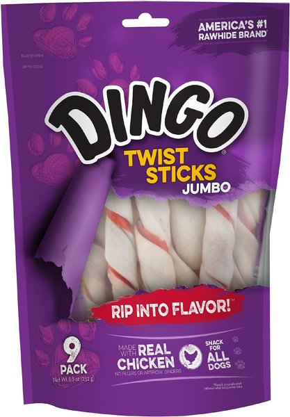 Dingo Jumbo Twist Sticks Dog Treats, 9 count slide 1 of 3