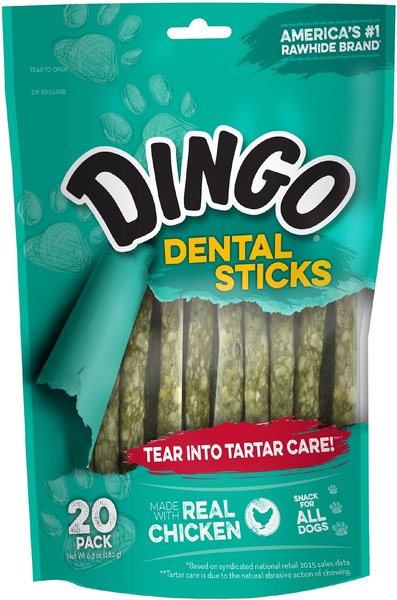 Dingo Dental Sticks Tartar Control Dental Dog Treats, 20 count slide 1 of 5