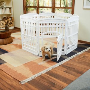 Frisco 8 Panel Plastic Dog Exercise Playpen with Door, 34-in H, White