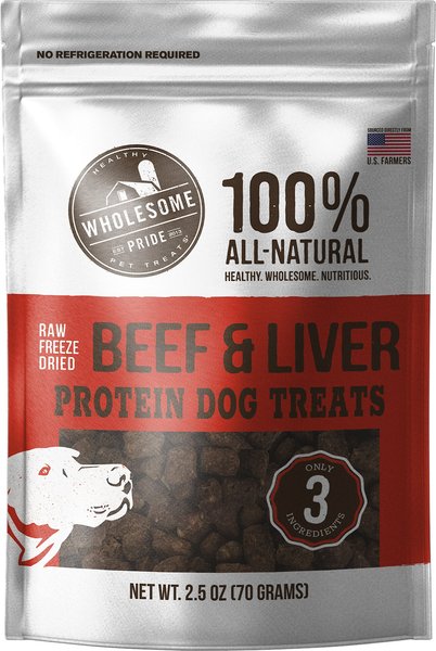 Wholesome Pride Pet Treats Beef Raw Freeze-Dried Dog Treats, 2.5-oz bag slide 1 of 9