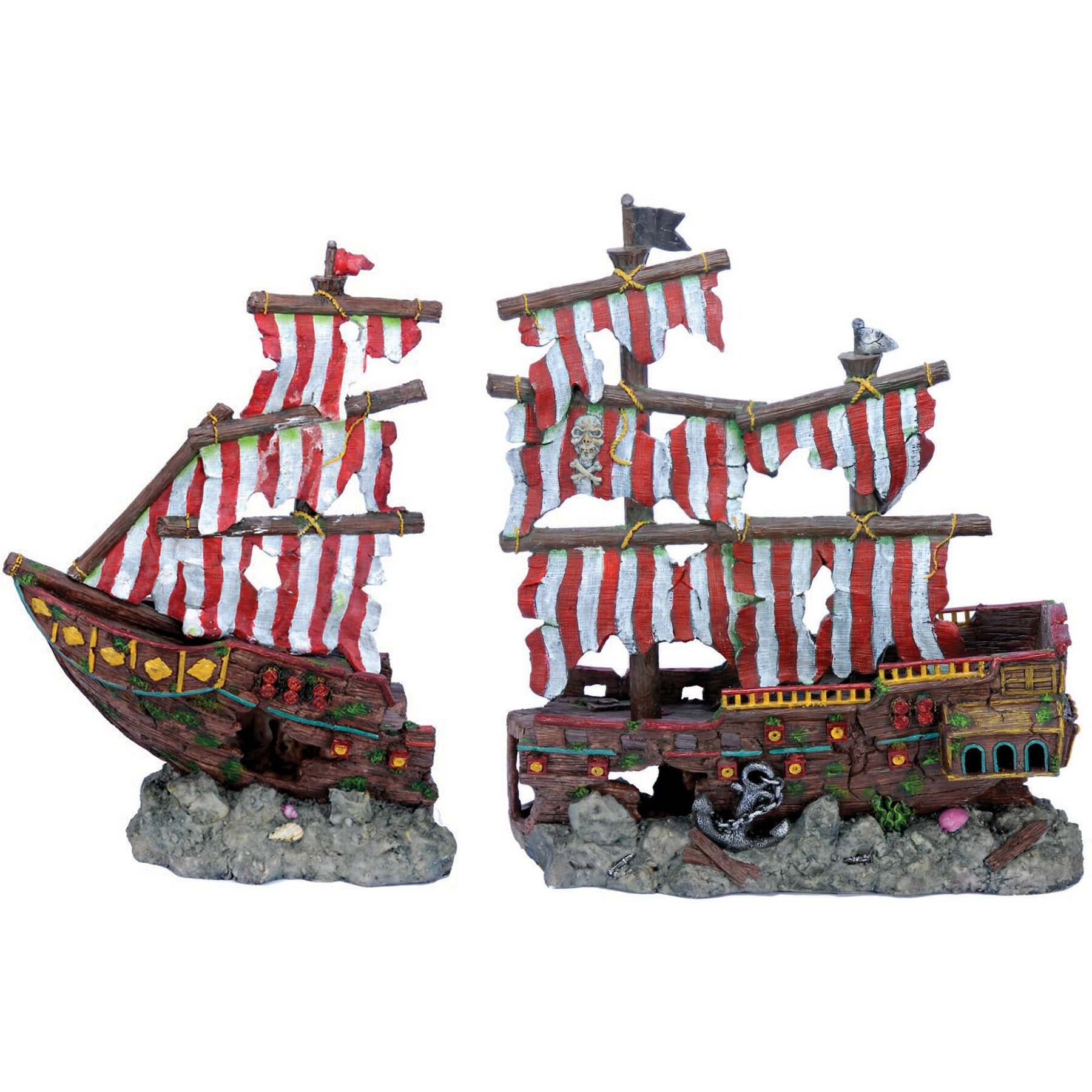 Penn-Plax Striped Pirate Ship Aquarium Decor