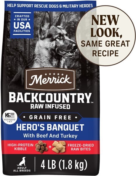 Merrick Grain Free Backcountry Raw Infused Game Bird Recipe Dog Food 20 lb.