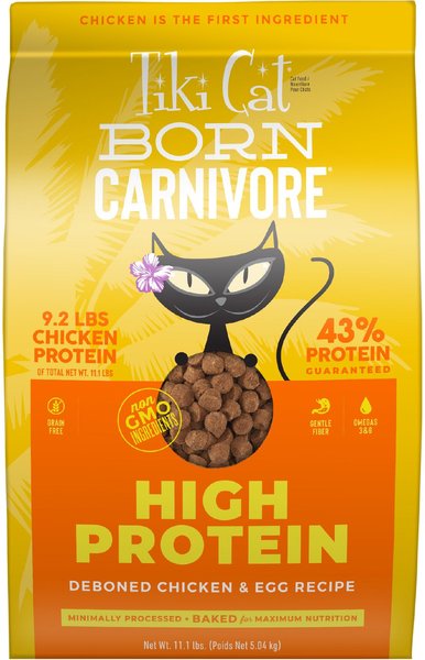 Tiki Cat Born Carnivore Chicken & Egg Grain-Free Dry Cat Food, 11.1-lb bag slide 1 of 9