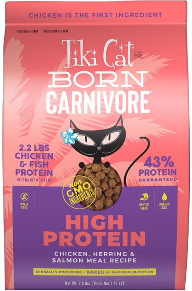 Tiki Cat Born Carnivore Chicken & Herring Grain-Free Dry Cat Food, 2.8-lb bag slide 1 of 9