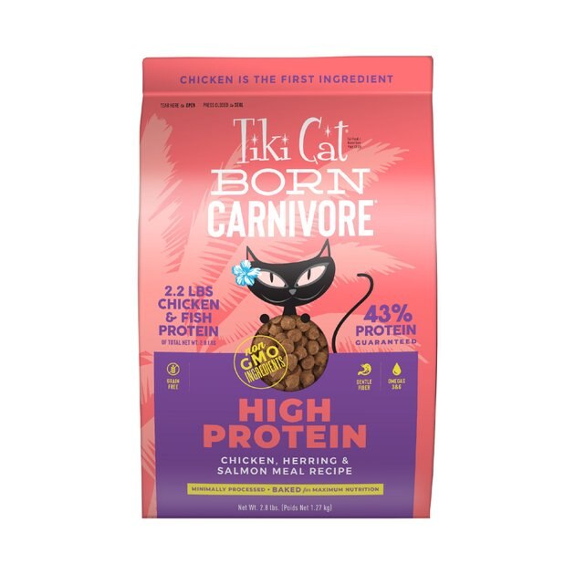 TIKI CAT Born Carnivore Chicken & Herring Grain-Free Dry Cat Food, 2.8 ...