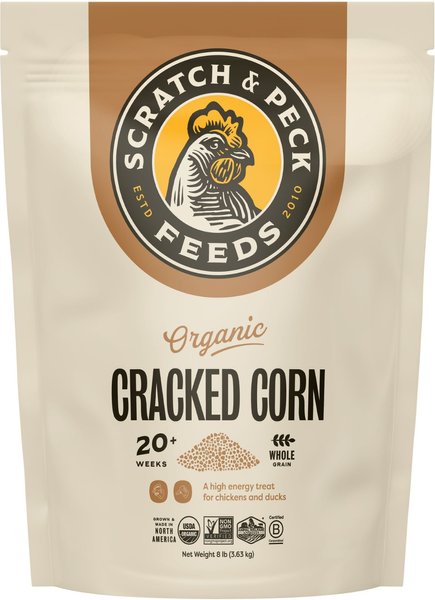 Scratch & Peck Feed Cluckin' Good Organic Cracked Corn Poultry Treats, 8-lb bag slide 1 of 4