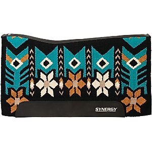 Weaver Leather Synergy Contoured Performance Horse Saddle Pad, Wildflower - Black/Turquoise
