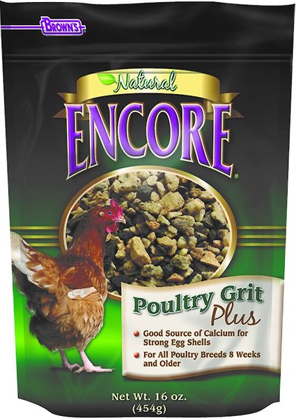 Brown's Encore Natural Poultry Grit Plus Chicken Feed, 16-oz bag, 8 count slide 1 of 1