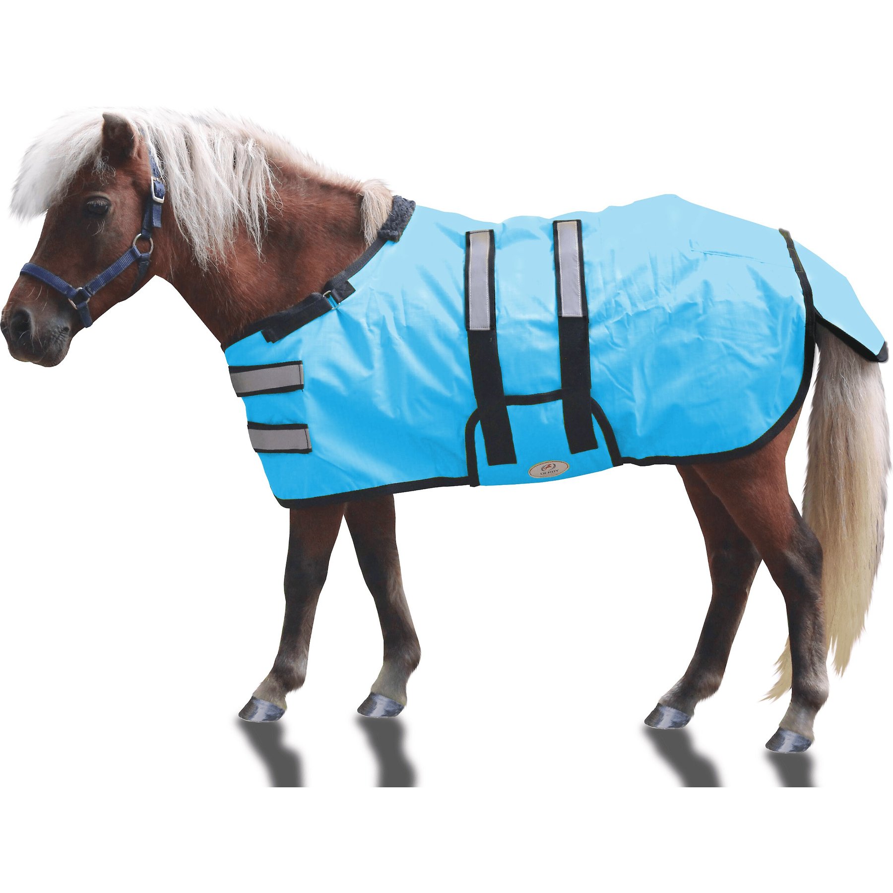 Derby Originals 600D Reflective Waterproof Winter Foal & Mini Horse Turnout Blanket, Hurricane Blue, Large, 42-48 in