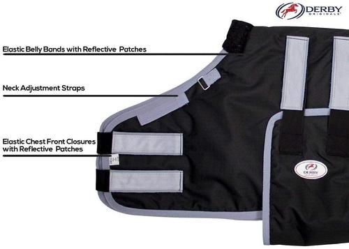 Show full view: Derby Originals 600D Reflective Waterproof Winter Foal & Mini Horse Turnout Blanket, Black, Large, 42-48 in slide 2 of 4