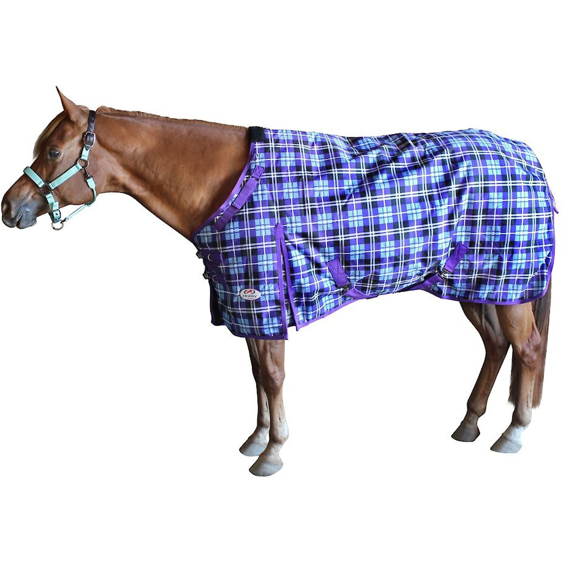 Derby Originals 1200D Ripstop Waterproof Winter Turnout Horse Blanket, Arctic Purple Plaid, 58-in