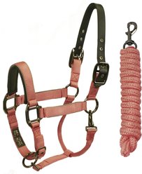 Derby Originals Blackout Collection Safety Reflective Breakaway Horse Halter & Lead Rope, Coral, Cob/Arab