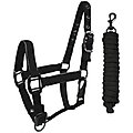 Derby Originals Blackout Stable & Breakaway Reflective Safety Horse Halter & Lead, Midnight Black, Mini Horse