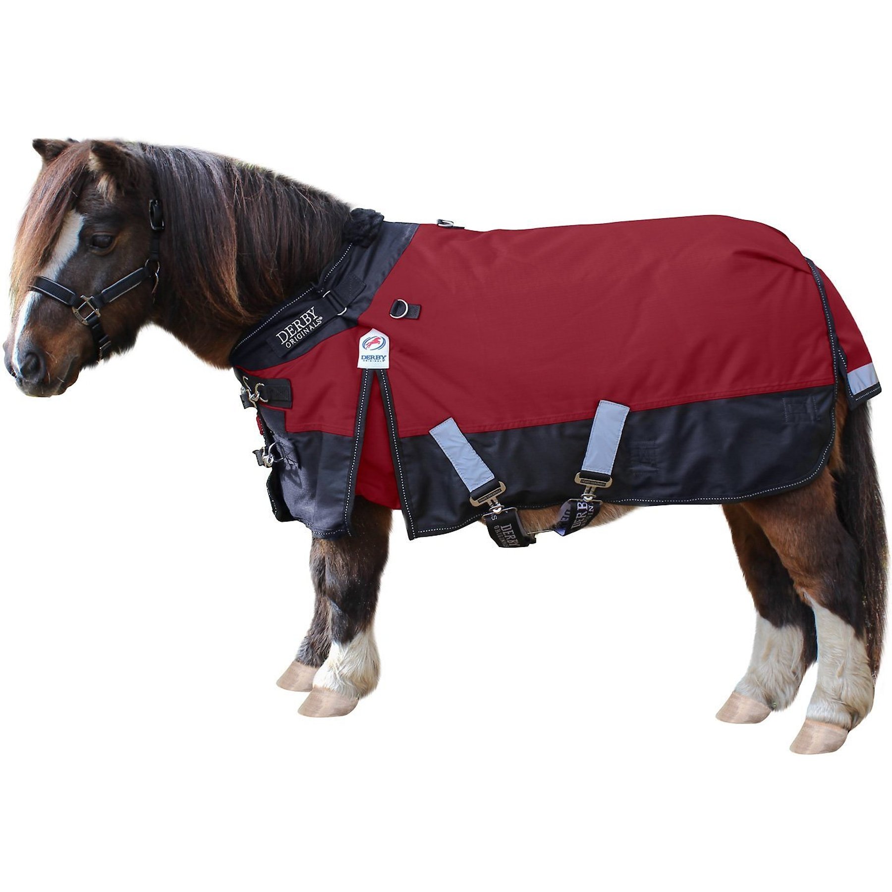 Derby Originals Classic Nordic-Tough 600D Ripstop Waterproof Winter Mediumweight Mini Horse & Pony Turnout Blanket, Red with Black Trim, 36-in