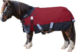 Derby Originals Classic Nordic-Tough 600D Ripstop Waterproof Winter Mediumweight Mini Horse & Pony Turnout Blanket, Red with Black Trim, 64-in