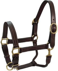 Derby Originals Coventry Triple Stitch Adjustable Leather Horse Halter, Dark Brown, Cob