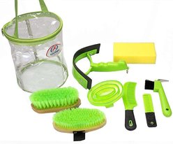 Derby Originals Deluxe 9-Piece Horse Grooming Kit, Lime Green