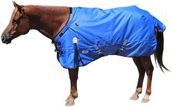 Derby Originals Extreme Elements 1200D Ripstop Waterproof Heavyweight Winter Turnout Horse Blanket, Royal Blue with Black Trim, 69-in