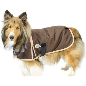 Derby Originals Horse Tough 1200D Waterproof Winter Dog Coat, Chocolate w/ Tan Trim, 13.5-in