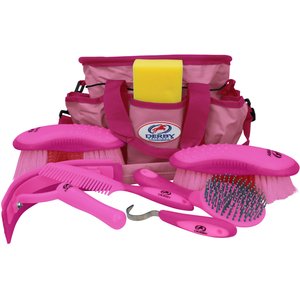 Derby Originals Premium Ringside 8-Piece Horse Grooming Kit, Hot Pink/Pink