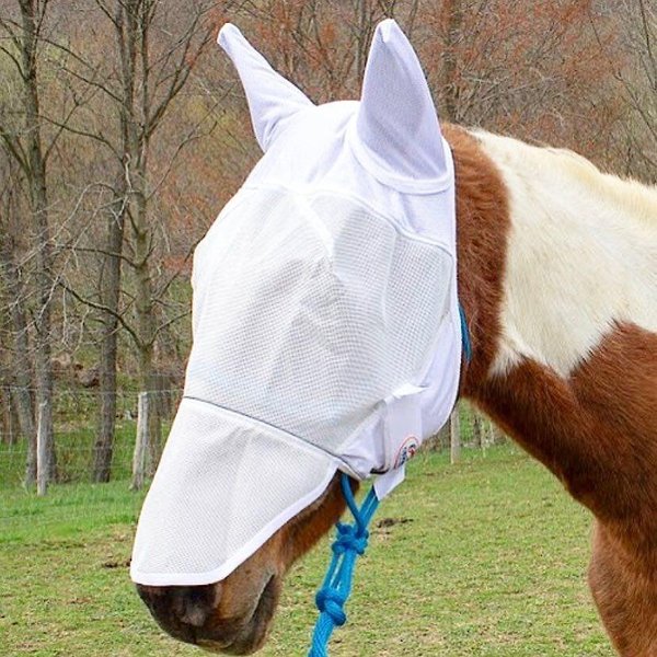 Derby Originals Reflective Horse Fly Mask w/ Ear & Nose Cover, White, Warmblood slide 1 of 1
