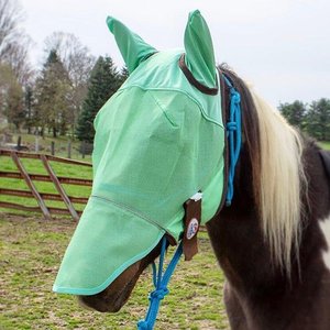 Derby Originals Reflective Horse Fly Mask w/ Ear & Nose Cover, Spring Green, Pony