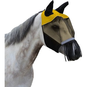 Derby Originals Reflective Horse Fly Mask with Ear & Nose Fringe, Safety Yellow, Full Horse