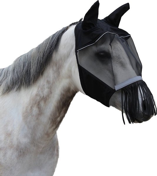 Derby Originals Reflective Horse Fly Mask w/ Ear & Nose Fringe, Black, Mini Horse slide 1 of 4