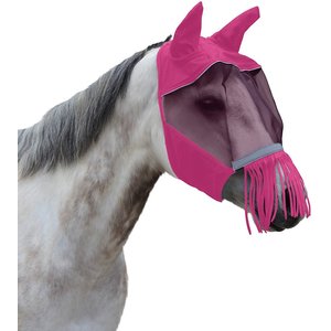 Derby Originals Reflective Horse Fly Mask w/ Ear & Nose Fringe, Hot Pink, Cob/Arab