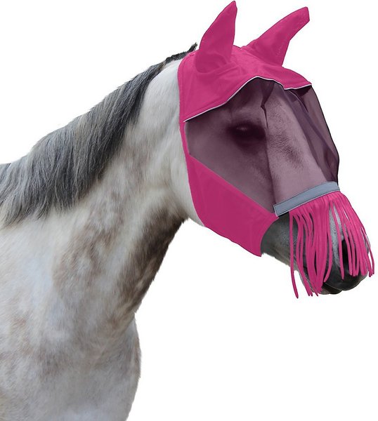 Derby Originals Reflective Horse Fly Mask w/ Ear & Nose Fringe, Hot Pink, Warmblood slide 1 of 4