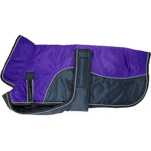 Derby Originals Reflective Parka 420D Waterproof Heavyweight Winter Dog Coat, Purple/Charcoal, Medium