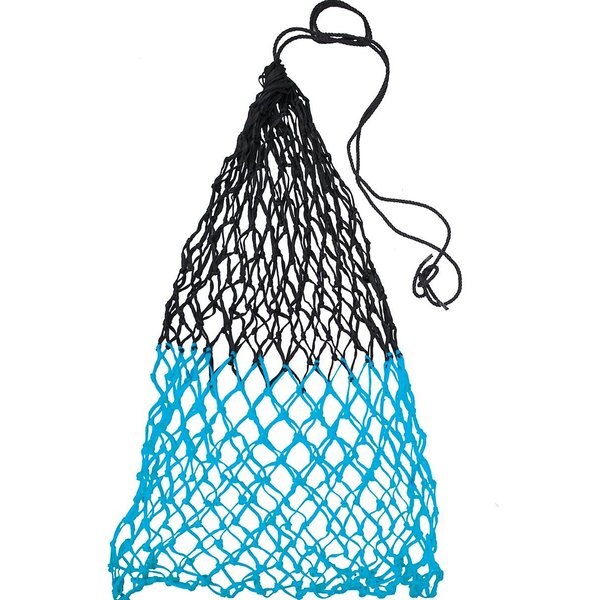 Blue Poly Knotted Nylon Rope Slow Feed Hay Net Bag with Draw String with Rings 