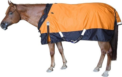Derby Originals Windstorm Nordic-Tough 1200D Ripstop Waterproof Winter Heavyweight Horse Turnout Blanket, Orange with Black Trim, 84-in