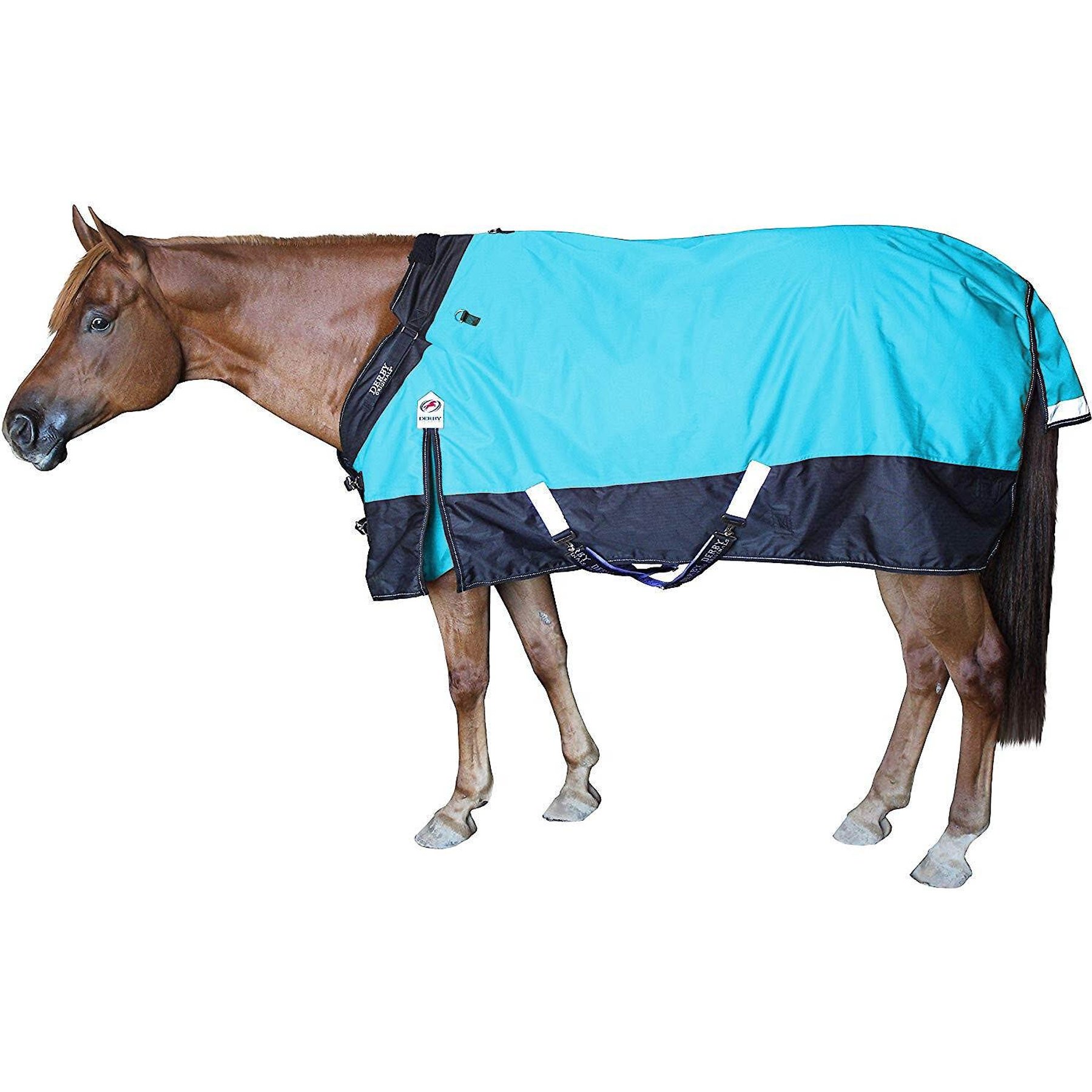 Derby Originals Windstorm Nordic-Tough 1200D Ripstop Waterproof Winter Heavyweight Horse Turnout Blanket, Electric Blue with Black Trim, 84-in