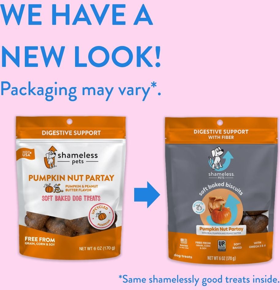 SHAMELESS PETS Soft Baked Pumpkin Nut Partay Flavor GrainFree Dog