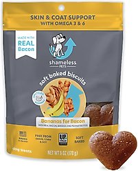 Shameless Pets Soft Baked Bananas for Bacon Flavor Grain-Free Dog Treats, 6-oz bag