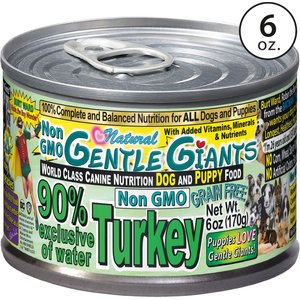 Gentle Giants Non-GMO Puppy Grain-Free Turkey Wet Dog Food, 6-oz can, case of 24