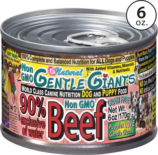 Gentle Giants Non-GMO Puppy Grain-Free Beef Wet Dog Food, 6-oz can, case of 24 slide 1 of 4