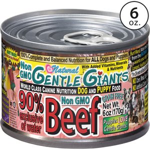 Gentle Giants Non-GMO Puppy Grain-Free Beef Wet Dog Food, 6-oz can, case of 24