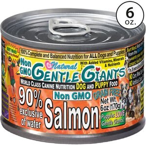 Gentle Giants Natural Non-GMO Puppy Grain-Free Salmon Wet Dog Food, 6-oz can, case of 24