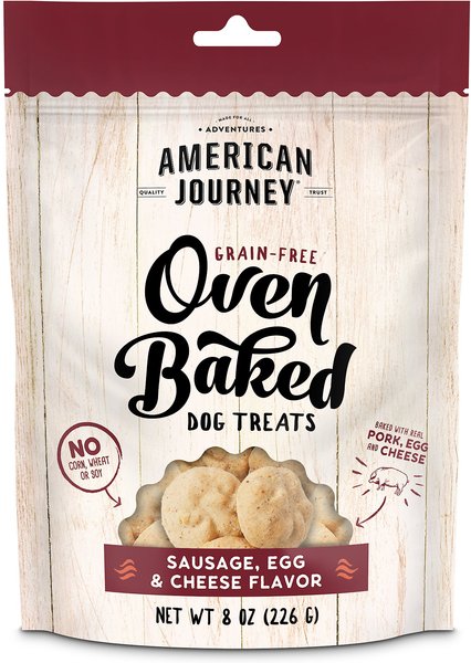 American Journey Sausage Egg Cheese Flavor Grain Free Oven Baked Crunchy Biscuit Dog Treats