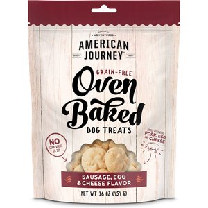 American Journey Sausage, Egg & Cheese Flavor Grain-Free Oven Baked Crunchy Biscuit Dog Treats, 16-oz bag