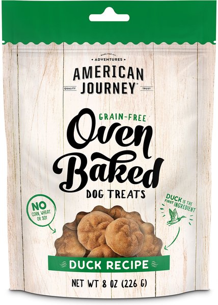 American Journey Duck Recipe Grain-Free Oven Baked Crunchy Biscuit Dog Treats, 8-oz bag slide 1 of 7