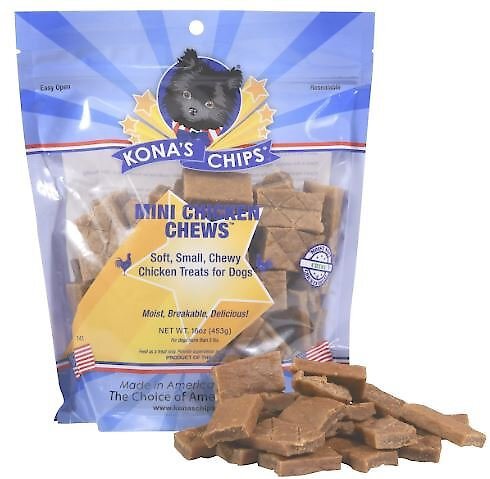 Kona's Chips 1.5" Mini Chicken Dog Chews Treats, 16-oz bag slide 1 of 3